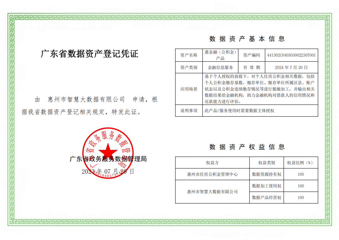 首发！惠州首个公共数据产品“惠金融（公积金）”进场广州数据交易所上架交易(图1)
